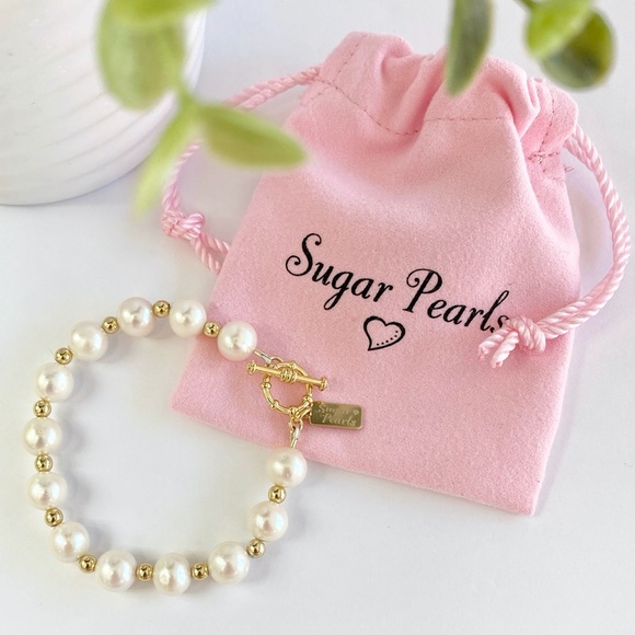 Freshwater Pearl & 14K Gold Toggle Bracelet - Picture 2 of 6